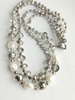 Freshwater pearl silver crystal necklace 🆕